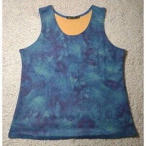 Radzoli Womens Fashion Blouse Top Size L Blue Color Waves Art Money Sleeveless
